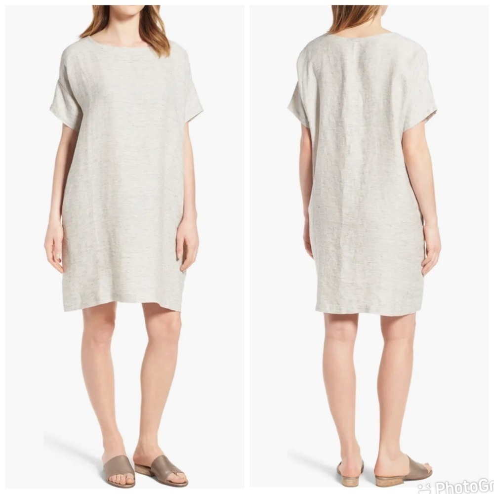 Eileen Fisher Boxy Organic Linen Shift Dress
